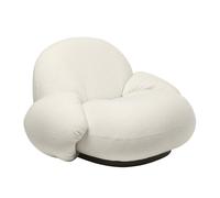 GUBI fauteuil avec accoudoirs et la base pivotante PACHA LOUNGE CHAIR (Cat. B Harp Ivory 24 - tissu et bois finition Soft Black Semi Matt)