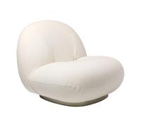 GUBI fauteuil avec la base pivotante PACHA LOUNGE CHAIR (Cat. B Harp Ivory 24 - tissu et bois finition Pearl Gold)