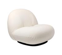 GUBI fauteuil avec la base pivotante PACHA LOUNGE CHAIR (Cat. B Harp Ivory 24 - tissu et bois finition Soft Black Semi Matt)