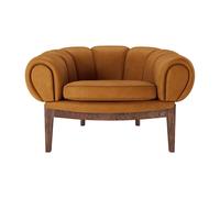 GUBI fauteuil CROISSANT en cuir (Cat. E, piètement en noyer américain - Cuir et bois massif)