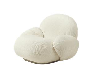 GUBI Fauteuil Pacha Avec Accoudoirs Dora Boucle 0001 Avec Base En Or Perle