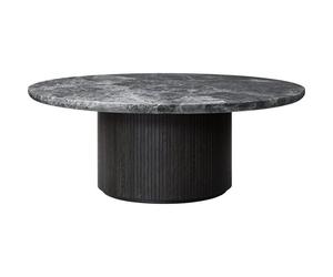 GUBI Moon Table Basse Ronde Ø120 cm avec Base Bois et Plateau Marbre Emperador Gris
