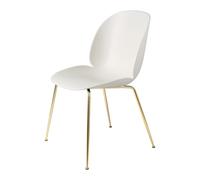 GUBI set de 4 chaises BEETLE DINING CHAIR base laiton (Alabaster white - polypropylène et acier)