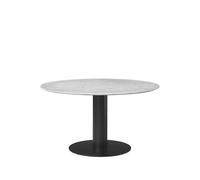 GUBI Table à manger Gubi 2.0 marble white. ø130. structure noire