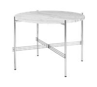 GUBI Table basse en acier poli TS Ø55 White carrara marble