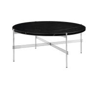 GUBI Table basse en acier poli TS Ø80 Black marquina marble