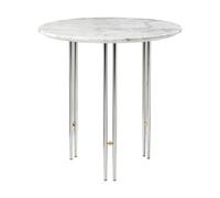 GUBI Table basse IOI Ø50 cm Chrome-laiton-marbre blanc