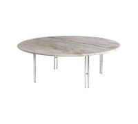 GUBI Table basse IOI Marbre beige - supports chrome ø100 cm