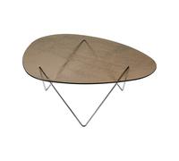 GUBI Table basse Pedrera Chrome-verre structuré bronze