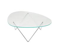 GUBI Table basse Pedrera Chrome-verre structuré transparent