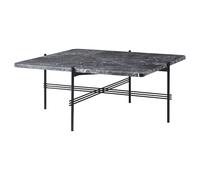 GUBI TS Table Basse Carrée 80 x 80 cm avec Base Noir et Plateau Marbre Emperador Gris