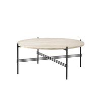 GUBI TS Table Basse D'extérieur Ronde Ø80 Blanc Travertin/Noir