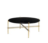GUBI Table basse TS Round black marquina marble. ø80. structure en laiton