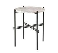 Gubi – Table d'appoint TS ronde Ø40 – Piètement noir – Plateau marbre de Carrare blanc