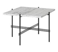 GUBI TS Table Basse Carrée 55 x 55 cm avec Base Noir et Plateau Marbre de Carrare Blanc