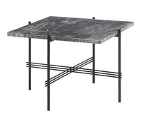 GUBI TS Table Basse Carrée 55 x 55 cm avec Base Noir et Plateau Marbre Emperador Gris