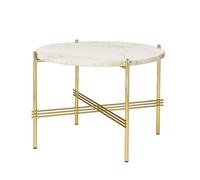GUBI TS Table Basse Ronde Ø55 Laiton/ Travertin Blanc