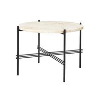 GUBI TS Table Basse Ronde Ø55 Noir/ Travertin Blanc
