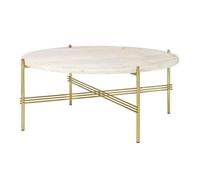 GUBI TS Table Basse Ronde Ø80 Laiton/ Travertin Blanc