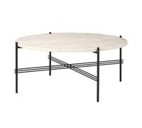 GUBI TS Table Basse Ronde Ø80 Noir/ Travertin Blanc