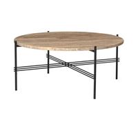 GUBI TS Table Basse Ronde Ø80 Noir/ Travertin Taupe Chaud