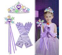 GUBOOM Accessoires de Princesses Filles Lumineux, Ensemble Inclus Couronne avec LED Magique, Canne et Gants pour Carnaval (C)