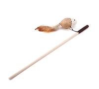 Gucagle 3 Types de Jouets pour Animaux de Compagnie en Lin, Rat, Oiseau, Plume, Chat, Attrape-Baguette interactif, Jouet pour stimuler l'instinct de Chasse pour Jouer en intérieur, Bois, (Souris)