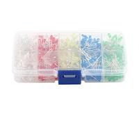 Gucagle Assortiment de Diodes LED 3mm, 500 pièces, blanc, jaune, rouge, bleu, vert, Kit de bricolage pour les professionnels de l'électronique passionnés