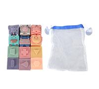 Gucagle Blocs de Construction en Silicone pour Enfants, 12 pièces, Blocs de Construction en Forme d'animaux, à croquer, éducatifs, Jouets pour bébés et Tout-Petits, avec Sac de Rangement