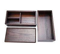 Gucagle Boîte à déjeuner en Bois Naturel, récipient Alimentaire rectangulaire à Double Couche, boîte à de Style Japonais pour Pique-Nique, Bureau, école, déjeuner en Bois, Taille 18x8