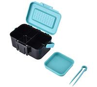 Gucagle Boîte de rangement pour appâts de pêche, boîte à appâts vivants en plastique ABS durable et portable avec pince à épiler intercalaire pour les amateurs de pêche bleu noir