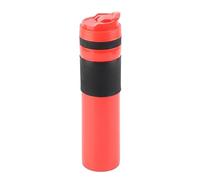 Gucagle Bouteille de presse à café cafetière portable 350 ml tasse de voyage anti-fuite avec couvercle anti-déversement pour voyage camping randonnée bureau noir rouge (Rouge)