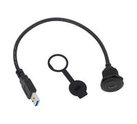 Gucagle Câble de Montage encastré de Type C vers USB Femelle vers mâle Connecteur de Montage sur Panneau fileté de 30 cm pour véhicules Bateaux avec Cache-poussière Matériau en Laiton PVC