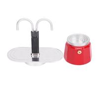 Gucagle Cafetière 2 tasses en alliage d'aluminium rouge pour préparer un café riche et délicieux pour la maison, les voyages, compacte, légère et, double tube de 100 ml