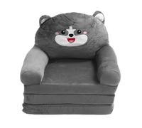 Gucagle Canapé Pliable pour Enfants 2 en 1, canapé de détente léger, Extensible, Design de Dessin animé, pour Chambre d'enfant, Salle de Jeux, Chien Gris (3 Couches)