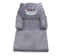 Gucagle Canapé pour Enfants, Chaise pour Tout-Petits, Mini canapé, Style Chien Gris, Pliable, poignée Large, Doux, Respirant, Confortable pour Lire, Dormir en Tissu éponge (2 Niveaux)