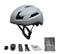 Gucagle Casque d'équitation Intelligent à LED avec Signal Lumineux, Compteur de Vitesse, télécommande, Prise en Charge de la Programmation de l'application BT pour Les Cyclistes Adultes, (Grise)