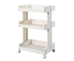 Gucagle Chariot de Rangement à 3 Niveaux Chariot Roulant Multifonctionnel de Grande capacité avec Roues Commodité Mobile pour Salon de beauté Cuisine Salle de Bain Bureau Cadre en métal