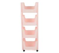 Gucagle Chariot de Rangement Support de Rangement Mobile épaissi de Grande capacité avec roulettes verrouillables pour Livres Jouets Bouteilles d'assaisonnement en Plastique 34 x 22 x (Rose)