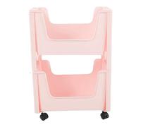 Gucagle Chariot de Rangement Support de Rangement Mobile épaissi de Grande capacité avec roulettes verrouillables pour Livres Jouets Bouteilles d'assaisonnement en Plastique 34 x 22 x (Rose)