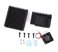 Gucagle Coque en alliage d'aluminium adaptée au boîtier de protection NanoPi R2S avec ventilateur de refroidissement pour les projets SBC boîtier en métal noir Durable