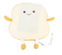 Gucagle Coussin de siège chauffant USB en peluche dessin animé pain coussin chauffant avec minuterie pour dortoir d'école chaise de bureau confortable chaud doux réglages de température