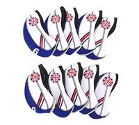 Gucagle Couvre-chef de club de golf portable pratique double couleur facile à fermer, housse de putter de golf pour divertissement sportif, tissu bleu royal bleu foncé 10 pièces 14 x 7 cm (Bleue)
