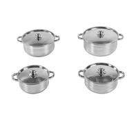 Gucagle Ensemble de 4 marmites en acier inoxydable, 20 cm, 22 cm, 24 cm, 26 cm, chauffage uniforme, marmite épaisse avec couvercle pour la cuisine, la cuisine, la maison, le restaurant