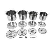 Gucagle Ensemble de marmites en acier inoxydable de grande capacité, marmite à soupe de cuisson polyvalente avec couvercle pour la cuisine à domicile, ensemble de 4 pièces Durable