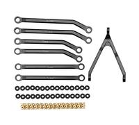 Gucagle Ensemble de tiges de Direction RC, Support de rotule en Laiton, Cadre d'attache, Boucle en Caoutchouc, Accessoires en Alliage d'aluminium pour Voiture 1/24 SCX24 C10 Bronco RC (Noire)