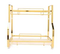Gucagle Étagère de Rangement de Salle de Bain, Organisateur d'angle Mural, Support Debout pour Salon, Chambre à Coucher, Cuisine, matériau en Fer Blanc et doré, Grande capacité, Gain de (2 Niveaux)