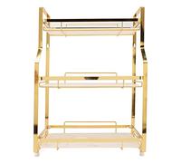 Gucagle Étagère de Rangement de Salle de Bain, Organisateur d'angle Mural, Support Debout pour Salon, Chambre à Coucher, Cuisine, matériau en Fer Blanc et doré, Grande capacité, Gain de (3 Niveaux)