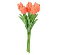 Gucagle Fleurs de tulipes artificielles, haute Simulation, toucher réaliste, décor en plastique pour salon, Table à manger, 10 pièces (Orange)