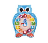 Gucagle Horloge en Bois pour Enfants, Jouet éducatif, Grand Dessin animé, Hibou, Grenouille, Forme Animale, nombres, Temps d'apprentissage, Jeu d'enseignement pour Les Tout-Petits, (Chouette)